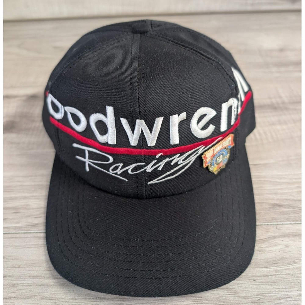 Vtg Goodwrench Racing Snapback Hat Cap Black Sports Image w / Pin